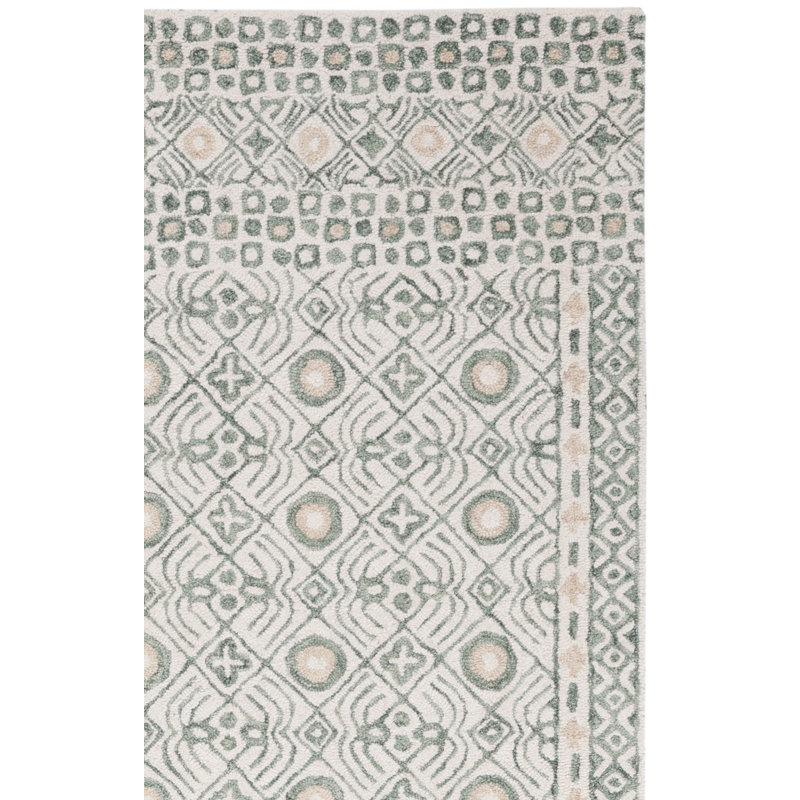 Tapis géométrique en laine / gris touffeté à la main Mairah, Rectangle 4 pi x 6 pi