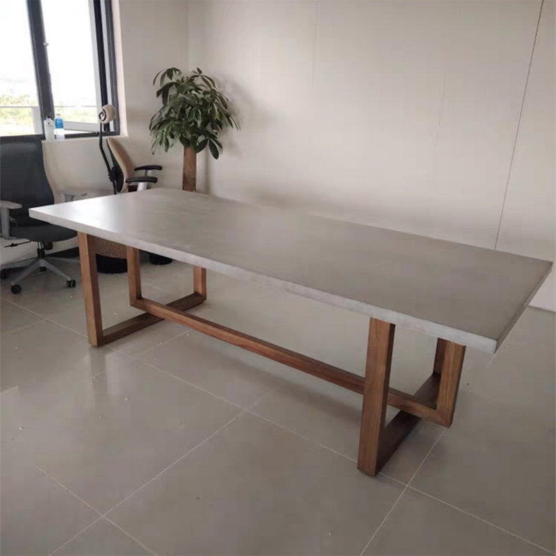 Table de conférence rectangulaire gris et brun en bois massif, H 29,53 po x L 78,74 po x l 31,50 po