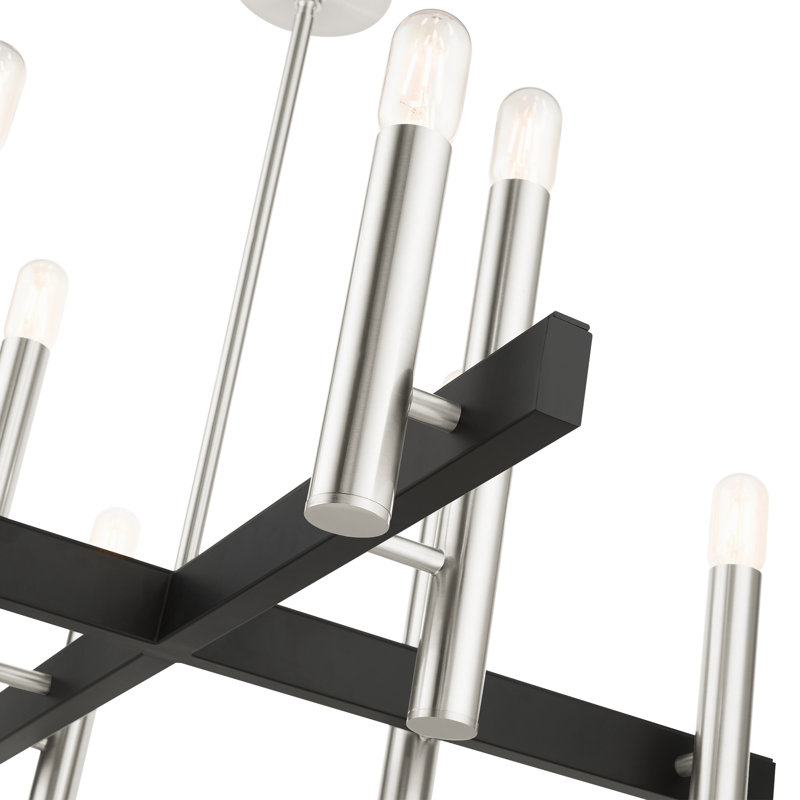 Jozlyne 8 - Light Steel Dimmable Modern Linear Chandelier, Brushed Nickel