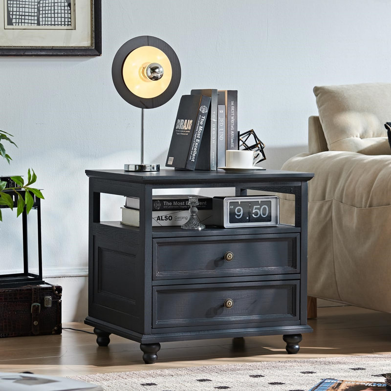 60.96 cm W Solid Wood Bedside Table