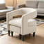 Fauteuil d'appoint courbé beige avec repose-pieds assorti, fauteuil de lecture compact en bois massif avec pieds fuselés pour le salon et la chambre à coucher