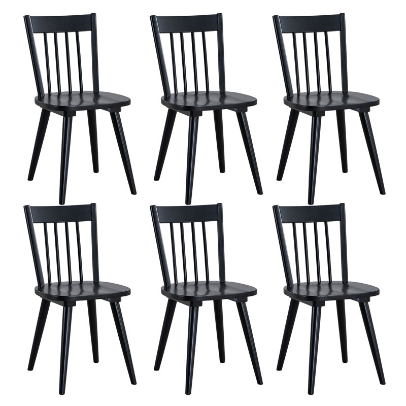 Nicholus 17.5" Wide Country Farmhouse Slat Back Wood Modern Dining Chairs, 6