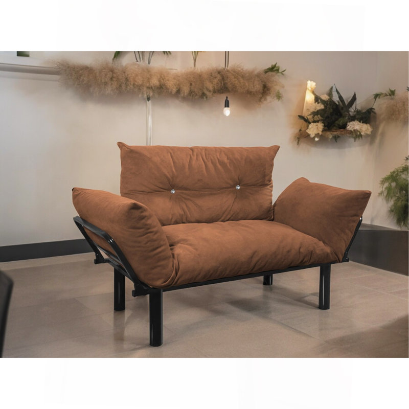 Ewald Upholstered 49'' Sofa, Brown Microfiber/Microsuede