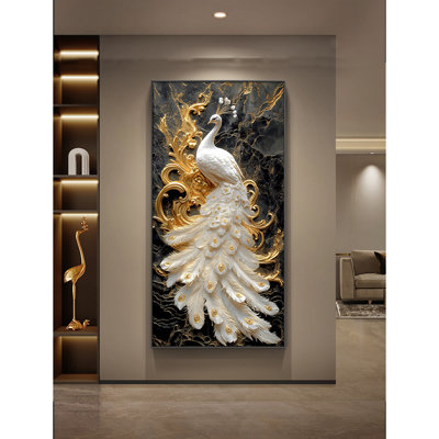 Modern Luxury Peacock Sandstone Wallpaper Mural