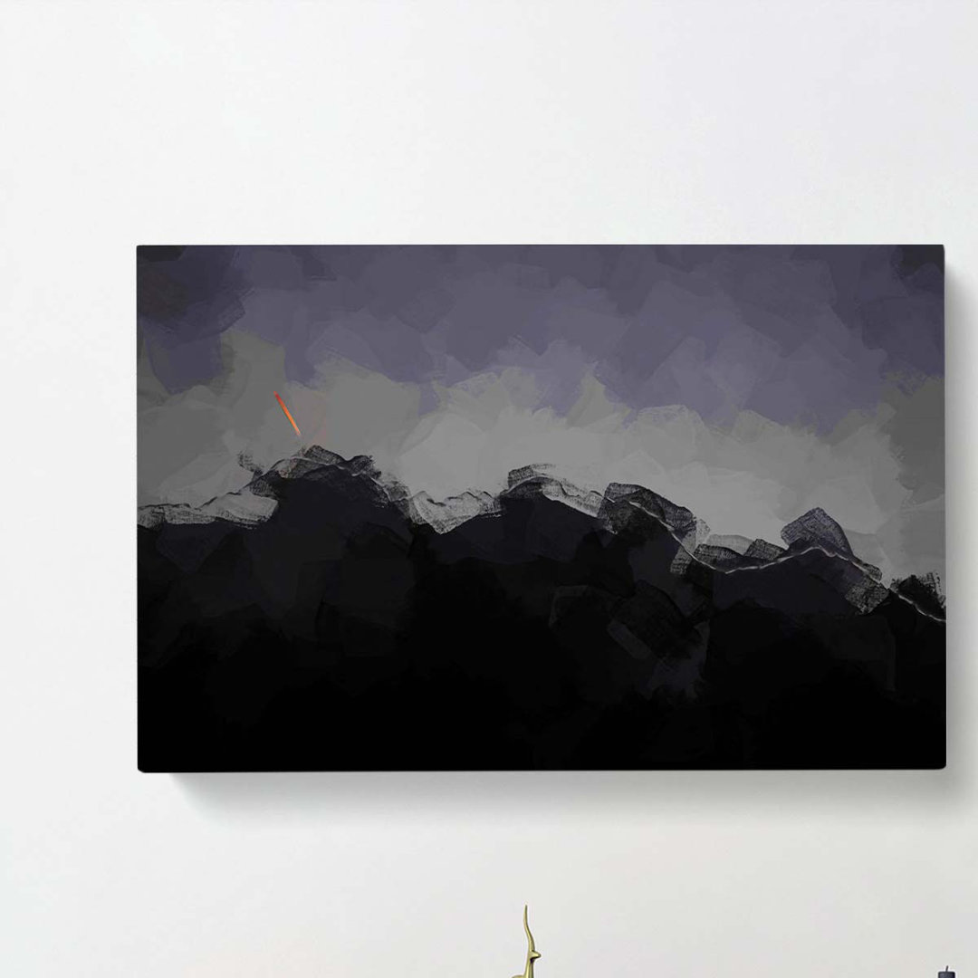 Airplane Above the Mountain in Abstract - Wrapped Canvas