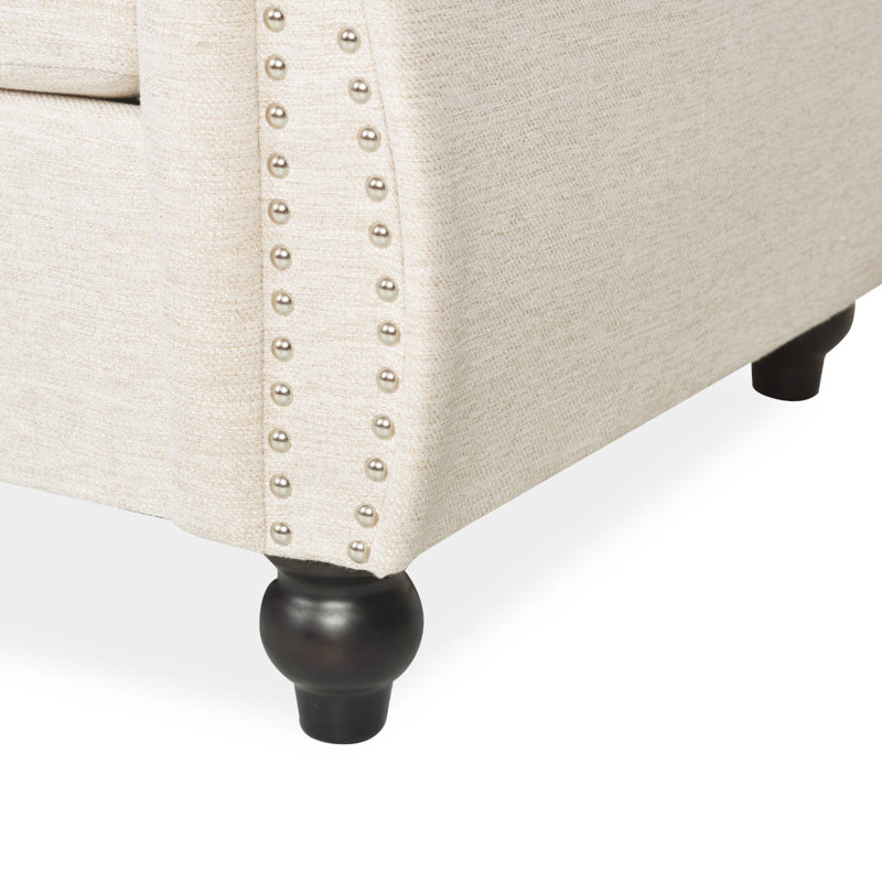 Canapé Chesterfield Marcel, Polyester beige