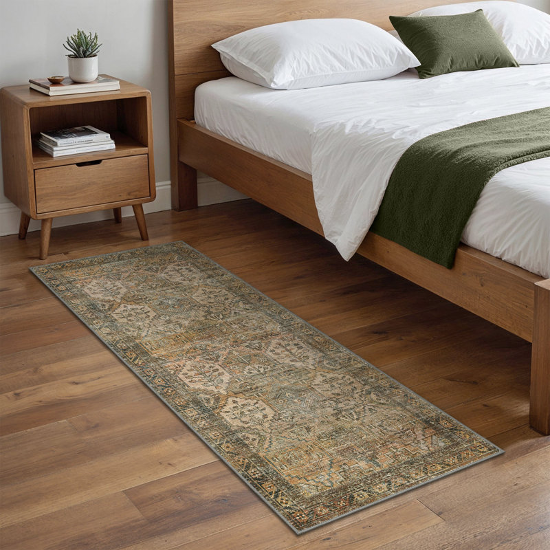 Machine Printed Area Rug, Runner 80 x 200 cm, Brown/Grey