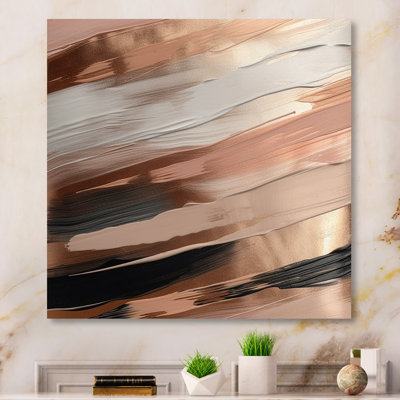 Rosegold And Pink Forms In Contemporary II - Abstract Canvas Print