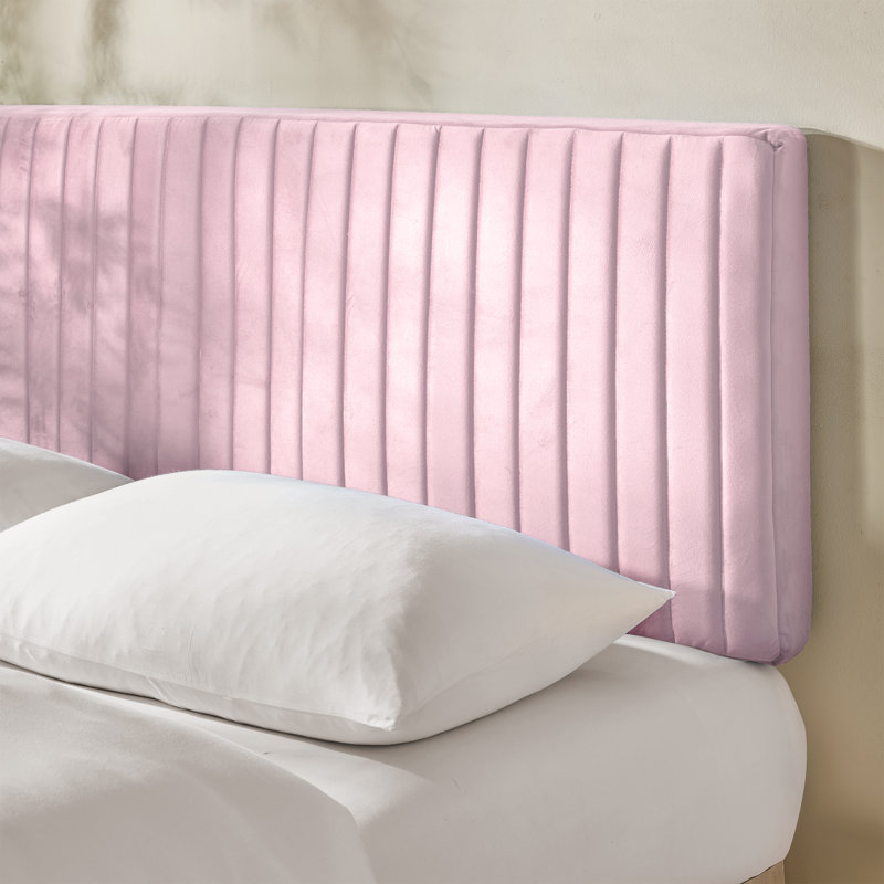 Tête de lit murale en velours Nestl Chastelyne, Lit simple, Rosé doux
