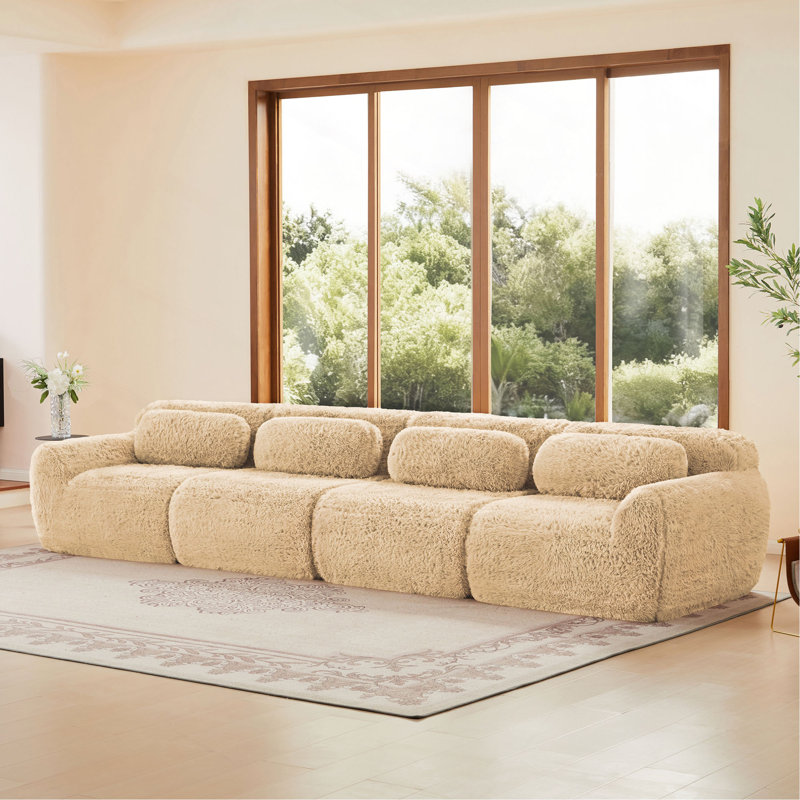 Tissu moelleux doux et moelleux de 149 po, canapé désossé de 32 po, conception ergonomique en éponge haute densité 32D, emballage sous vide à compression complète, raccordement à boucle libre pour chambre à coucher, bureau, cinéma maison