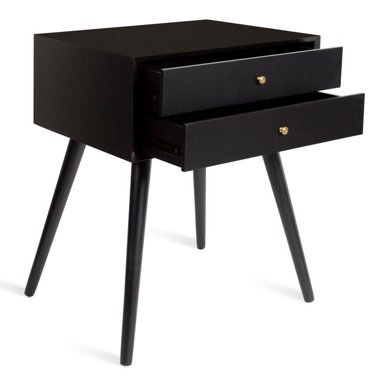 Table de chevet 2 tiroirs Ottman, Noir