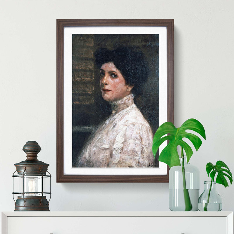 Portrait of Western Woman by Fujishima Takeji - Framed Print, 76cm H x 50cm W x 2cm D, Walnut