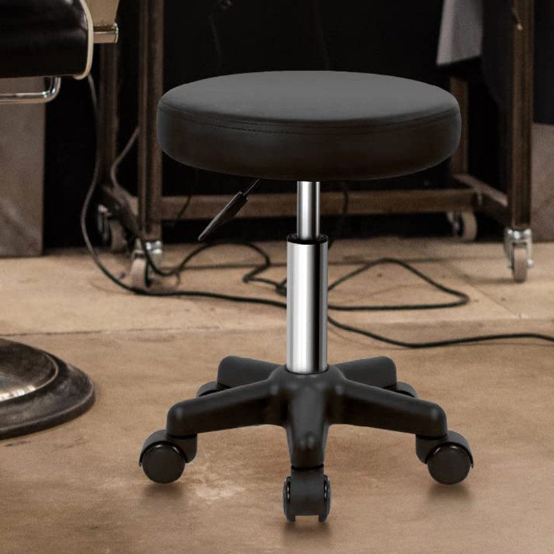 Tabouret rond à roulettes, Noir, noir, noir, noir