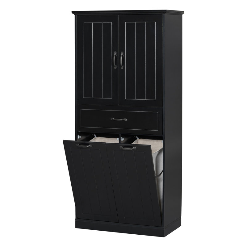 Armoire de salle de bain Home en noir - 2 salles de lavage et rangement pour un assemblage facile, Noir