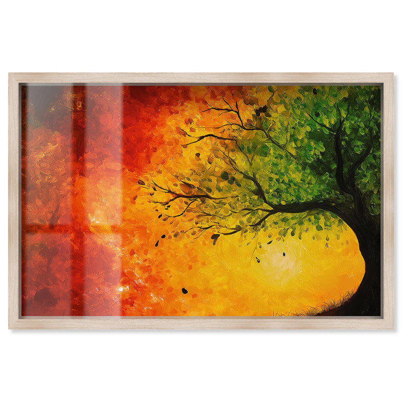 «Fire and Ice Tree I Shadowbox Print Nature» par Art Remedy, H 31 po x l 46 po, Noir