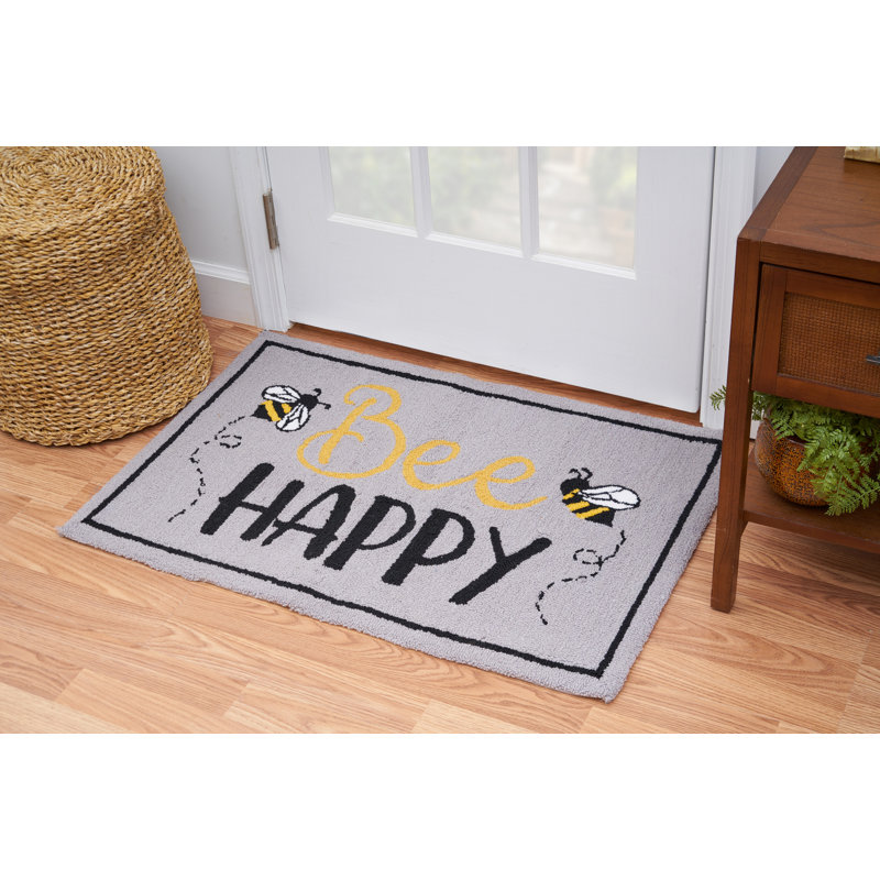 Tapis rectangulaire gris / noir / jaune en acrylique tissé à la machine 2 pi x 3 pi Donyu