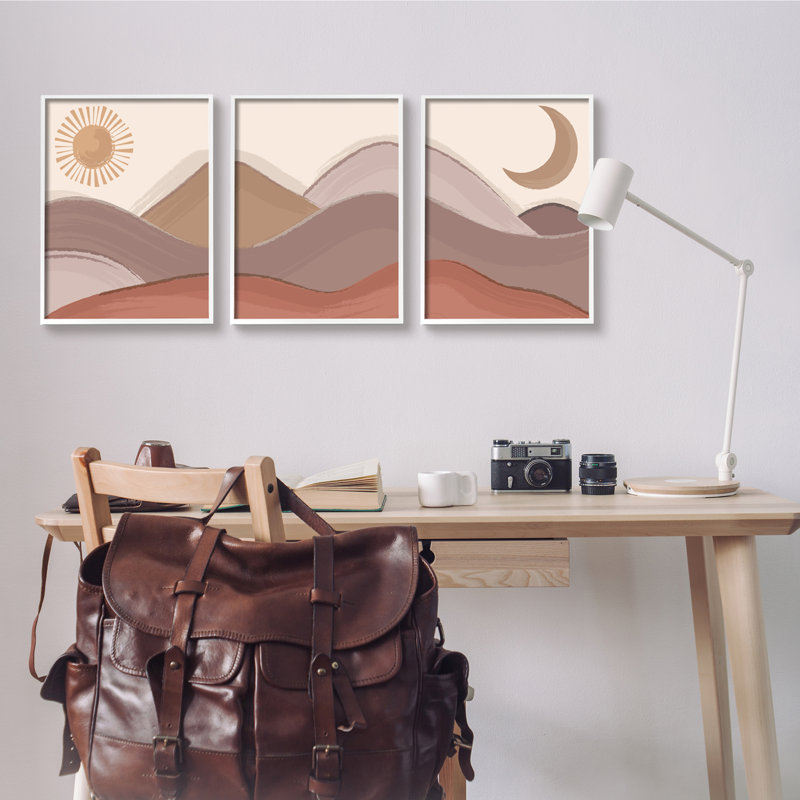 Sun and Moon Desert Sand Hills Natural Dunes 3pc Lisa Perry White, Giclée encadrée blanc bord de mer, H 16 po x l 20 po
