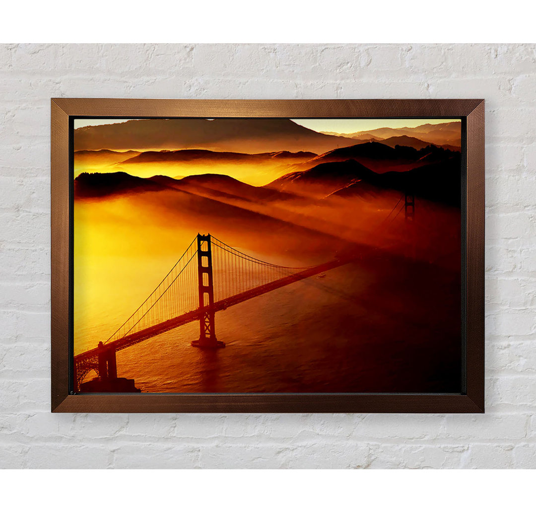 Gerahmtes Poster Golden Gate Bridge Sonnenschein Nebel Morgen