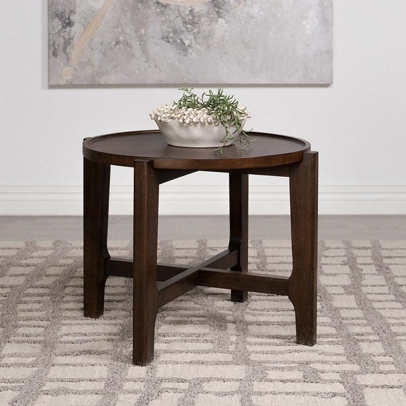 Table de bout ronde en bois massif