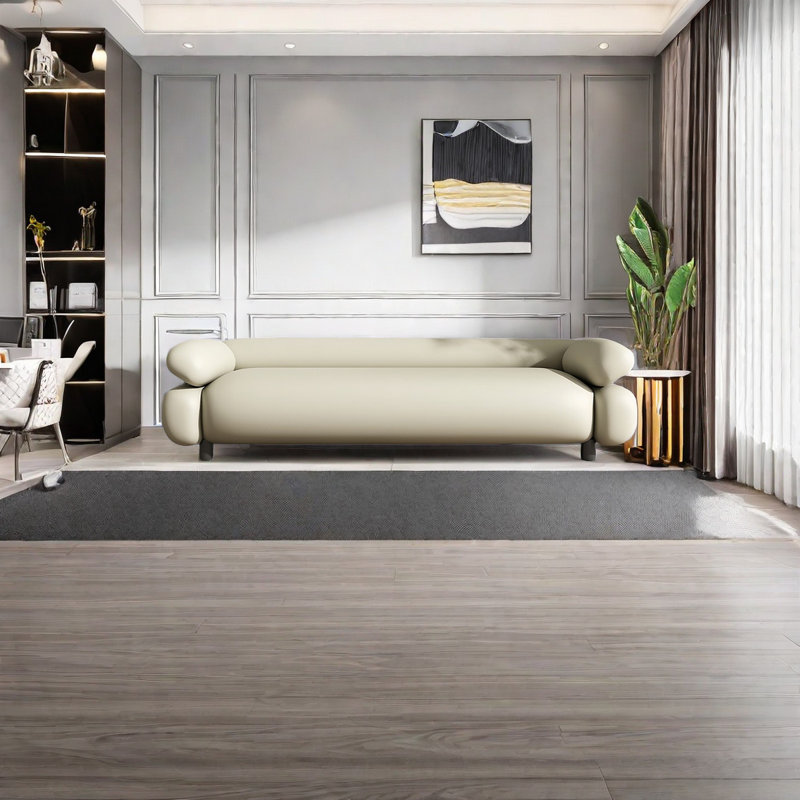 Banc rembourré polyvalent en cuir, H 19,68 po x l 59,05 po x P 19,68 po, Blanc cassé