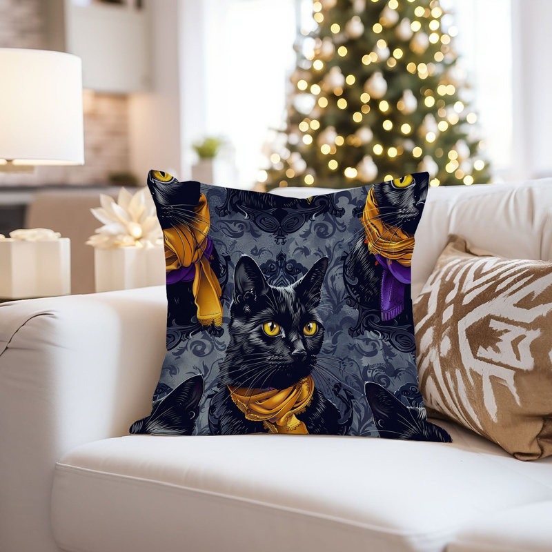 Animals Black Cat Halloween Pattern I Modern, 20"H x 20"W