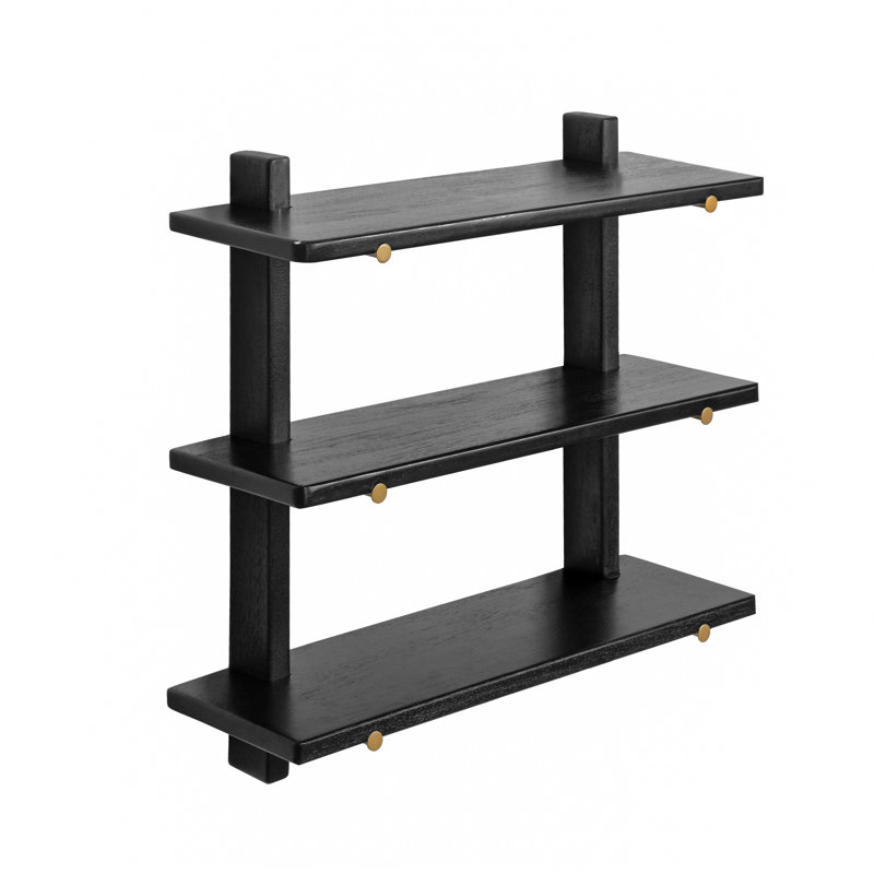 Francis Solid Wood Wall Mounted Shelves, Black