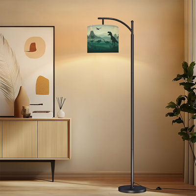 Lampe sur pied à arc avec abat-jour réglable Silhouette de dinosaure Tyrannosaurus Sauropods Lampe sur pied Pterodactyl