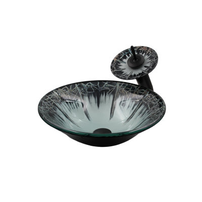 Lavabo de salle de bain vasque circulaire en verre avec robinet