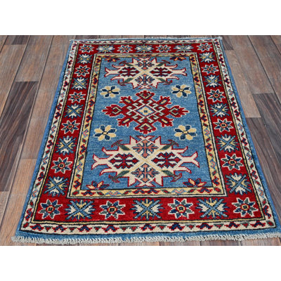 2'1" x 2'11" New Hand Knotted Blue Wool Rectangle Oriental Rug - MOA102379