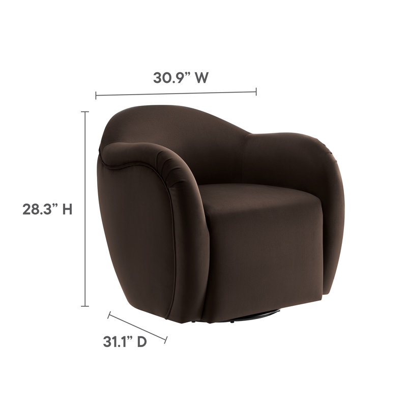 Compose Performance Velvet Swivel Armchair, 76 cm H x 51 cm W