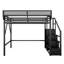 Lit mezzanine moderne en métal avec garde-robe et escalier 62 po x P 99,4 po x H 73,4 po Modern Loft-659261452