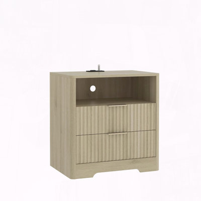 Smart Nightstand with Charging Station and Voice-Controlled Night Light