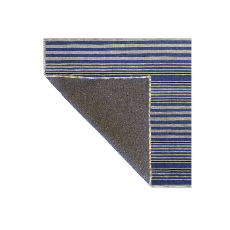 Tapis à rayures bleues à motif géométrique, Sous-tapis rectangulaire 2 pi 4 po x 3 pi 11 po