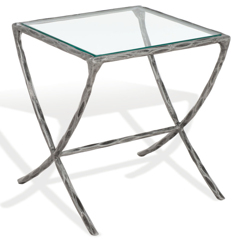 Evelynn Glass Top End Table, Silver