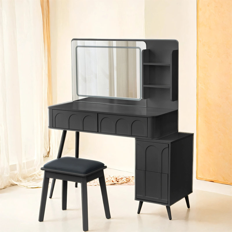 Meuble-lavabo moderne avec lumières DEL et miroir, Noir