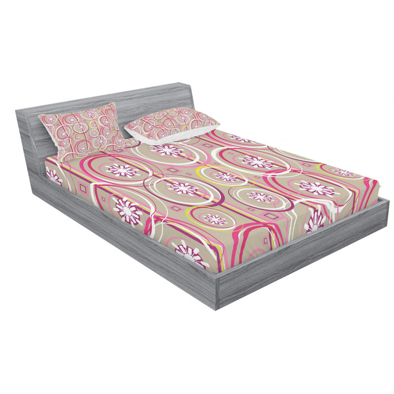 Microfiber Floral Sheet Set, Queen Sheet Set with Fitted Sheet