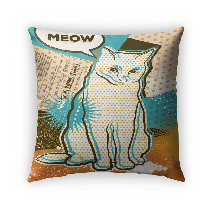  Housse et insert de coussin carré d'extérieur Pop Cat, 18" x 18"