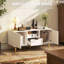 Meuble télé avec rangement, table télé pour téléviseur de 50 po ou moins, blanc