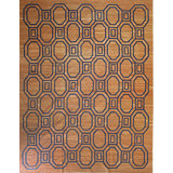 9x11 Brown Flat Weave Wool Linked Octagons Geometric Modern Contemporary Carpet Rug