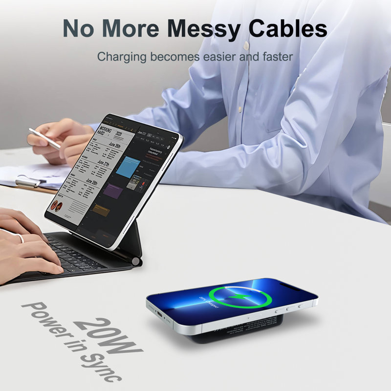  Portable Magnetic Power Bank 10000mAh, Wireless Portable Charger，LED Digital Display Screen, 20W Fast Charging, Black
