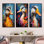 Portrait de canard bleu et jaune I - ensemble de 3 décorations murales de canard