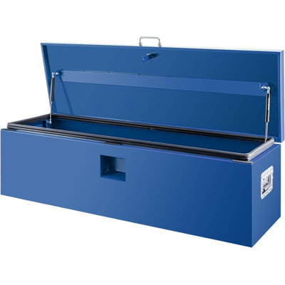 Bleu 30 * 16 * 14 pouces Boîte de rangement pour camion robuste en acier à double couvercle verrouillable
