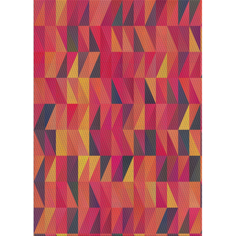 Tapis rouge/orange tissé à la machine, Rond 5 pi