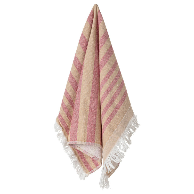 Terry Striped Waffle Dish Cloth, Caramel/Classic Red