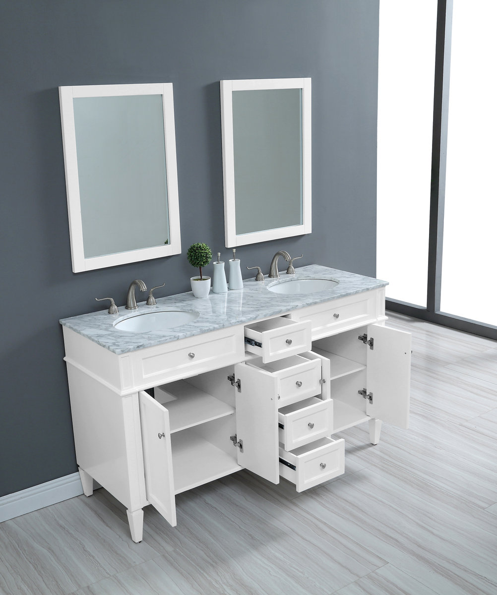 Rivers 60'' Double Bathroom Vanity, White