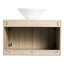Meuble-lavabo mural de 30 po avec lavabo en céramique, armoire en chêne blanc, porte à fermeture en douceur et poignée de rangement en métal