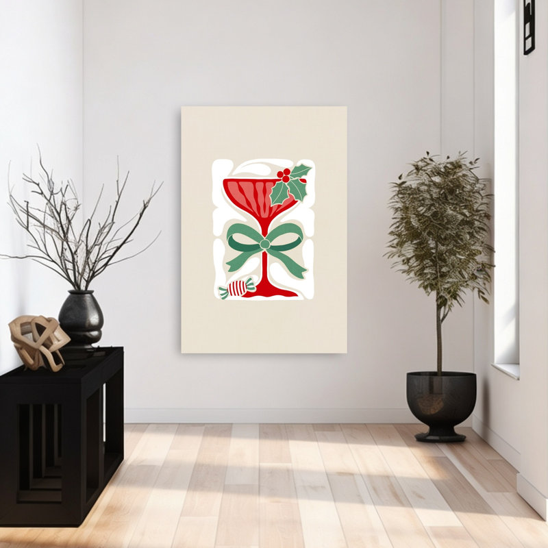 «Festive Cocktail Cheer», impression d'art rétro rétro, H 48 po x l 32 po