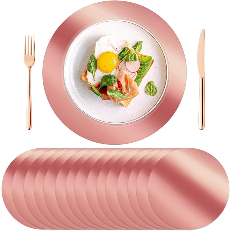 100 PCS Rond Ros Napperons 13 "Napperons Jetables Pour Table De Salle À Manger Rose Chargeur Napperon Pour La Cuisine Banquet Table Cadre De Mariage D'anniversaire Dîner Décoration De Fête