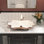 Lavabo de salle de bain unique en forme de fleur de lotus de 24 pouces MEJE, lavabo de meuble-lavabo en céramique en porcelaine au-dessus du comptoir, lavabo d'art (avec drain escamotable inclus)