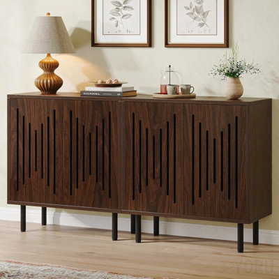Buffet 59 ", ensemble de 2 tablettes réglables pour le salon / salle à manger - brun foncé